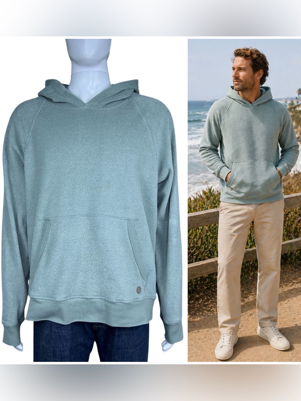 Outerknown Hightide Pullover Hoodie Hoodie Size XL Organic Cotton Terry Cloth